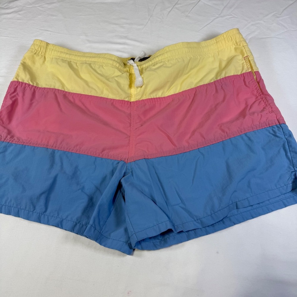 Vintage Brooks Brothers Swim Shorts Pastel Colorblock Men's Size Large USA Made